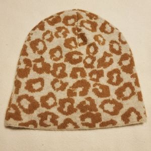 Halogen  animal print beanie wool cashmeresoz